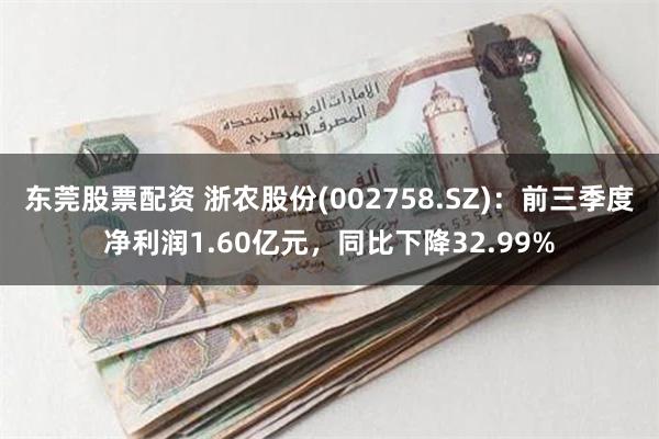 东莞股票配资 浙农股份(002758.SZ)：前三季度净利润1.60亿元，同比下降32.99%