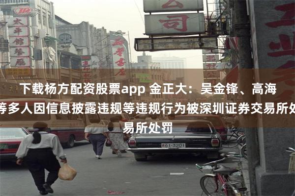 下载杨方配资股票app 金正大：吴金锋、高海涛等多人因信息披露违规等违规行为被深圳证券交易所处罚